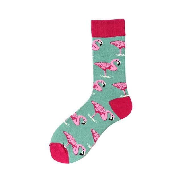 Nouveauté heureux drôle hommes chaussettes graphiques coton peigné Omelette grenouille fou Burger saumon maïs avocat oiseau poisson chaussette cadeau de noël