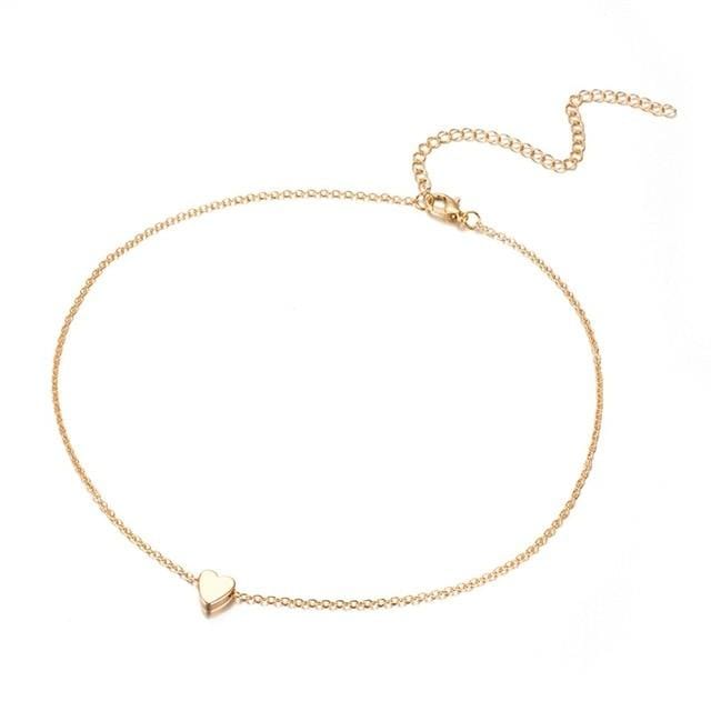 Kleine Herz-Halskette für Frauen, Gold-Silber-Kette, kleiner Liebes-HALSKETTE-ANHÄNGER im Kragen, böhmischer Chocker-Halskettenschmuck