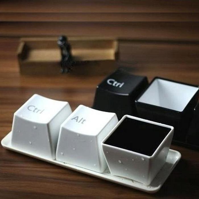 Creative Cup Tea Set Keyboard Fashion Cups Black color ctrl del alt 3 pieces/ Mugs Promotion Gifts Trade Shows Wedding