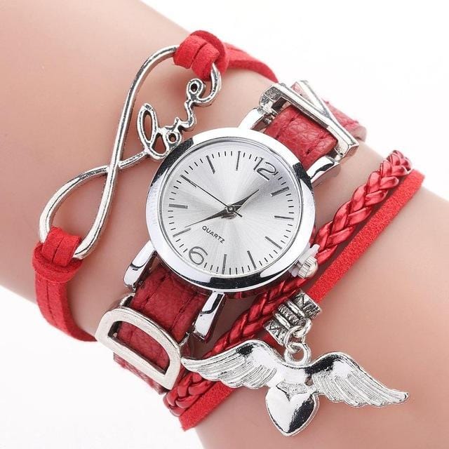 Duoya marque montres pour femmes de luxe argent coeur pendentif en cuir ceinture Quartz horloge dames montre-bracelet 2019 Zegarek Damski