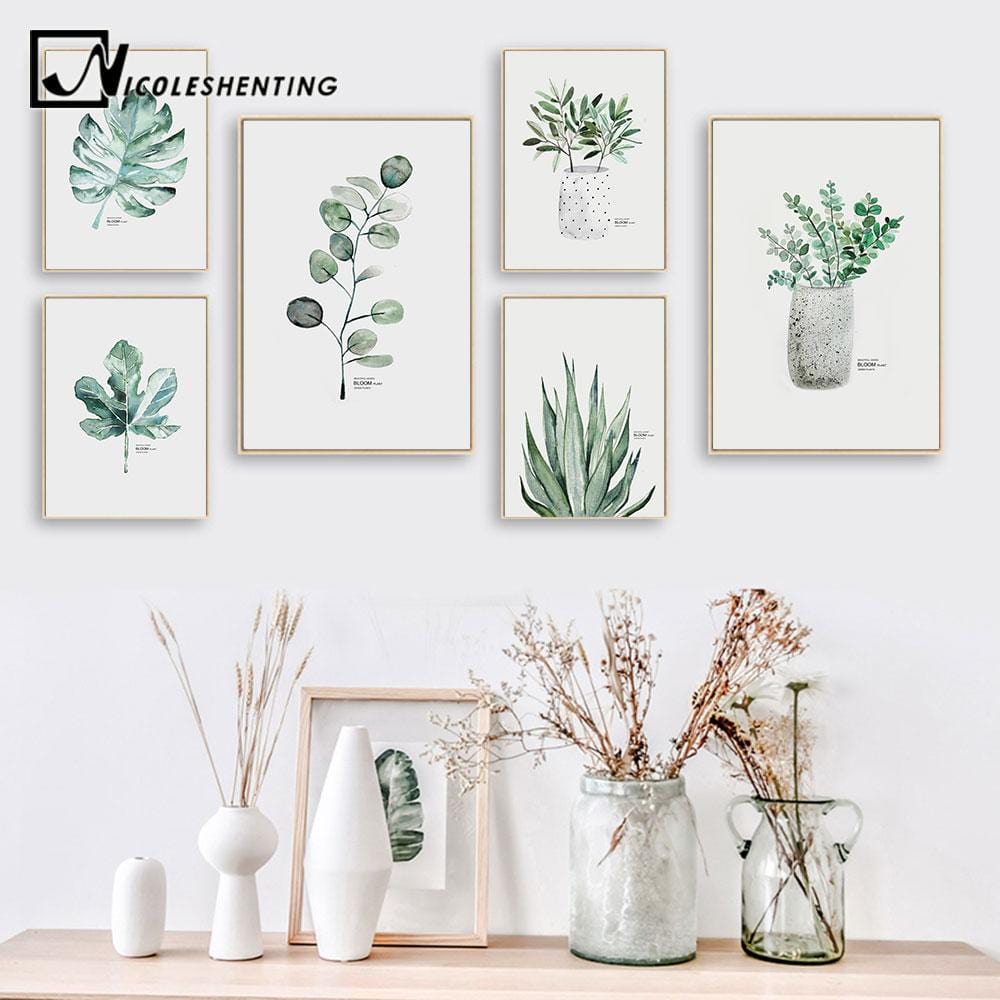 Watercolor Plants Leaf Canvas Poster Nordic Style Print Scandinavian Wall Art Painting Decoration Pictures Minimalist Home Decor