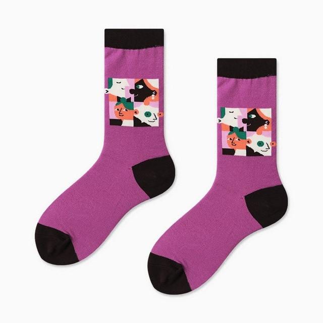 Paare Outdoor Skateboard Sox Herbst/Winter Kreative Abstrakte Kunst Harajuku Hip Hop Straßen Gezeiten Socke Bunte Glückliche Lustige Socken