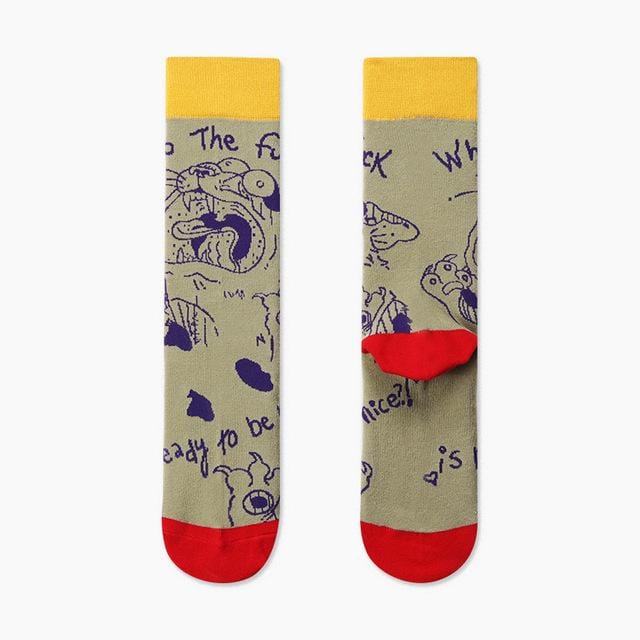 Couples Outdoor Skateboard Sox Autumn/Winter Creative Abstract Art Harajuku Hip Hop Streets Tide Sock Colorful Happy Funny Socks