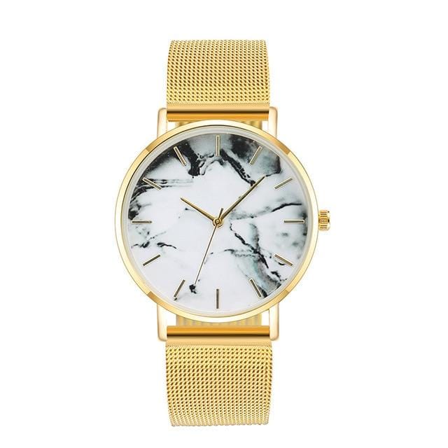 2020 Fashion Rose Gold Mesh Belt Creative Marble Women's Watch Luxury Women's Quartz Watch Gift Relogio Feminino Direct Shipping