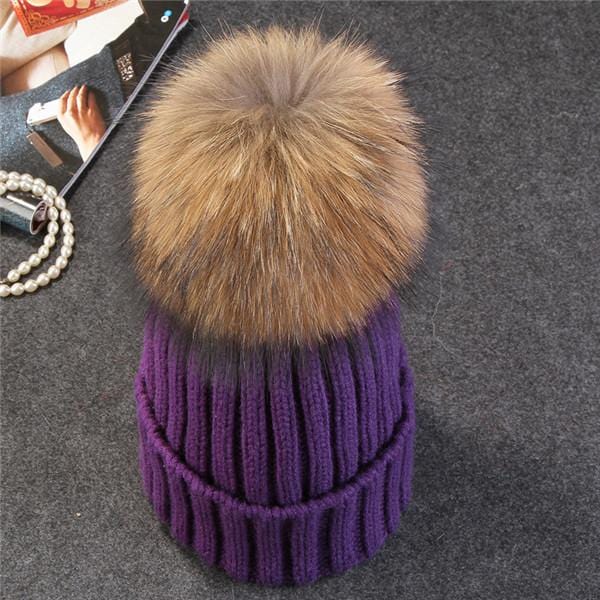 Xtrois vison et fourrure de renard casquette pom poms chapeau d'hiver pour femmes fille chapeau tricoté bonnets casquette flambant neuf épais femme casquette