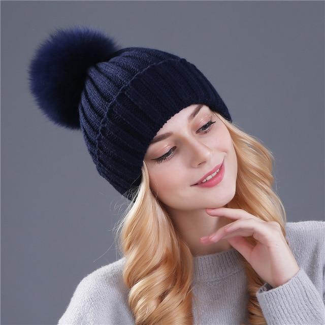 Xthree mink and fox fur ball cap pom poms winter hat for women girl 's hat knitted beanies cap brand new thick female cap