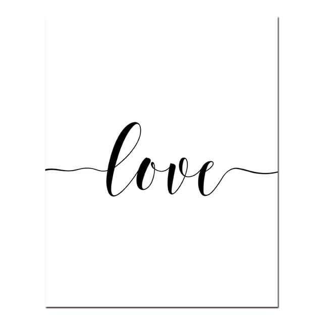 Nordic Back White Style Sweet Love Wall Art Canvas Poster Minimalist Print LOVE Quotes Painting Picture for Living Room Decor