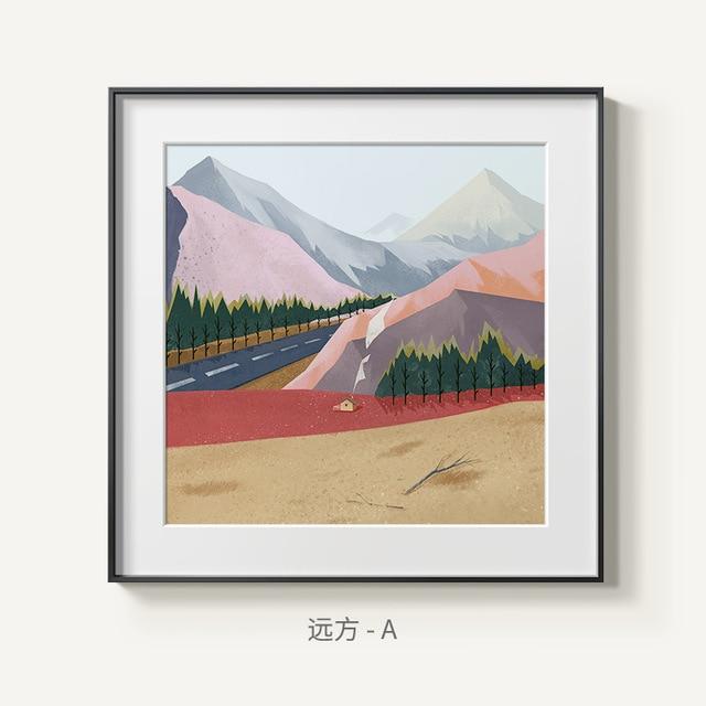 Toile de peinture de montagnes abstraites, affiches en blocs de couleurs, images d'art murales modernes imprimées pour salon chambre à coucher, décoration de maison nordique