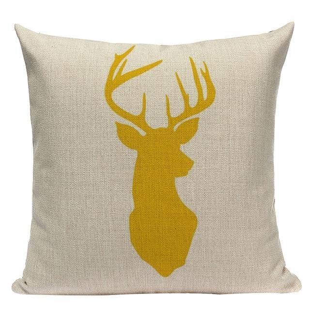 Housse de coussin géométrique personnalisée, décoration nordique pour la maison, taie d'oreiller en forme de cerf jaune de haute qualité