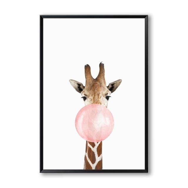 Bubble Chewing Gum Giraffe Zebra Animal Posters Canvas Art Painting Wall Art Nursery Decorative Picture Nordic Style Kids Deco