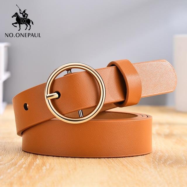 NO.ONEPAUL Designer's famous brand leatherhigh quality belt fashion alloy double ring circle buckle girl jeans dress wild belts