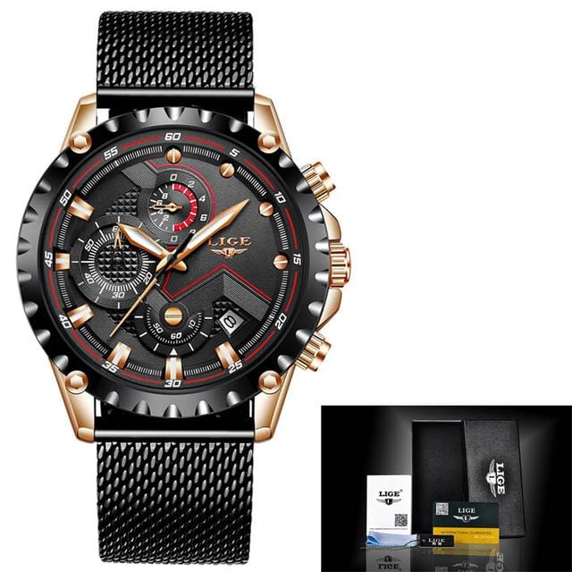 Marca superior lige men relógios moda azul aço inoxidável à prova dwaterproof água relógio esporte masculino cronógrafo reloj hombre