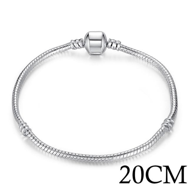 BAMOER 5 Style Silver Color LOVE Snake Chain Bracelet & Bangle 16CM-21CM Pulseras Lobster PA1104