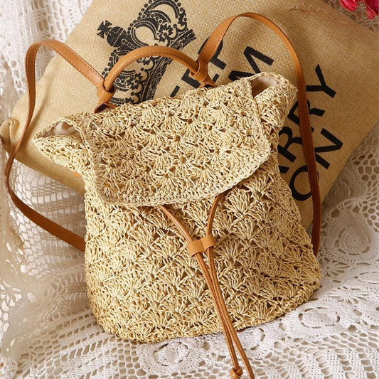 2020 Summer Hollow Out Straw Women Backpack Purse Handmade Woven Shoulder Messenger Bags Ladies Beach Bags Fashion Handbags