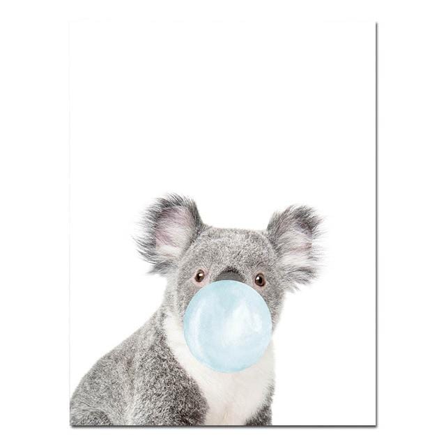 Baby Animal Blue Bubble Poster Nursery Canvas Wall Art Print Zebra Giraffe Painting Nordic Kids Decoration Picture Bedroom Decor