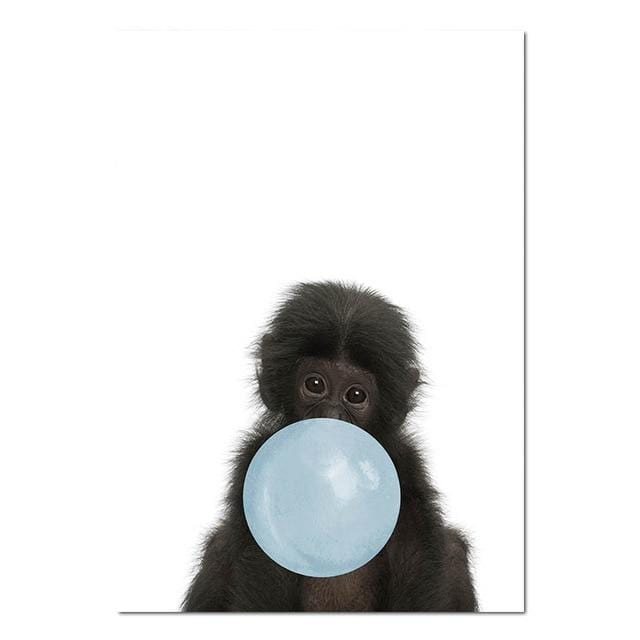 Baby Animal Blue Bubble Poster Nursery Canvas Wall Art Print Zebra Giraffe Painting Nordic Kids Decoration Picture Bedroom Decor