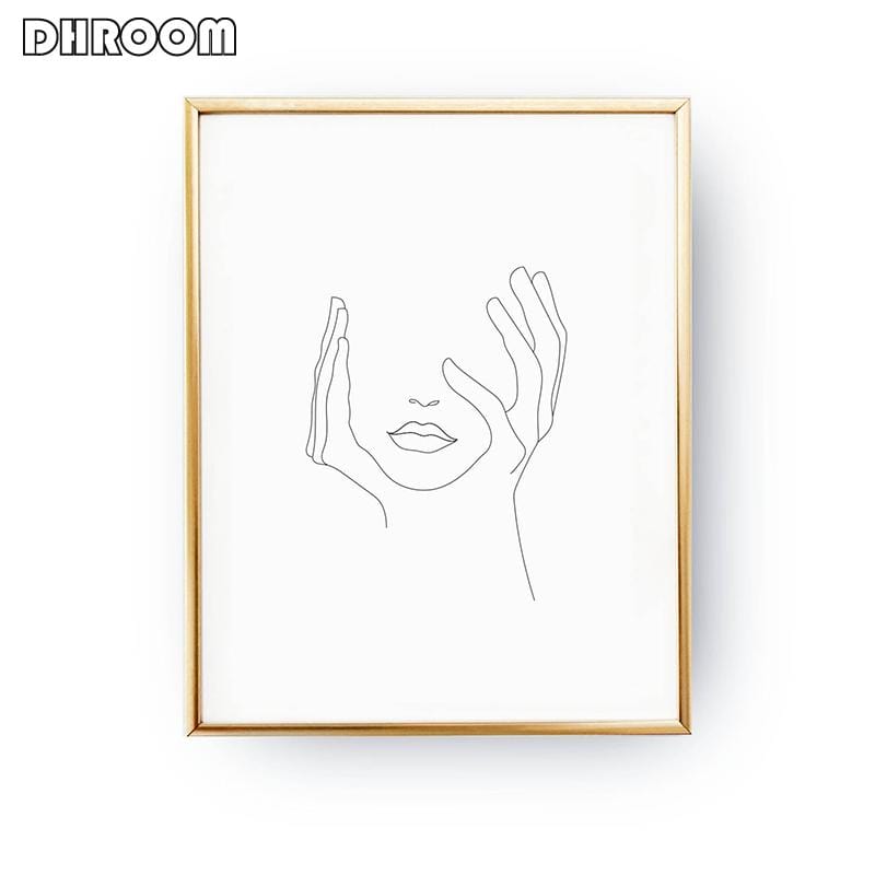 Sketch Wall Art Line Drawing Print Minimalist Simple Fashion Canvas Poster Black White Painting Love Quote Wall Picture Decor