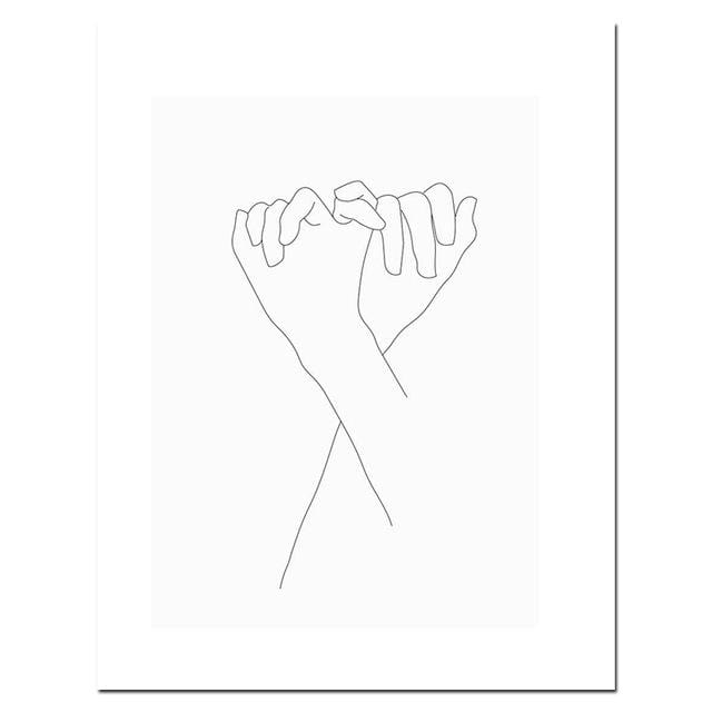 Sketch Wall Art Line Drawing Print Minimalist Simple Fashion Canvas Poster Black White Painting Love Quote Wall Picture Decor