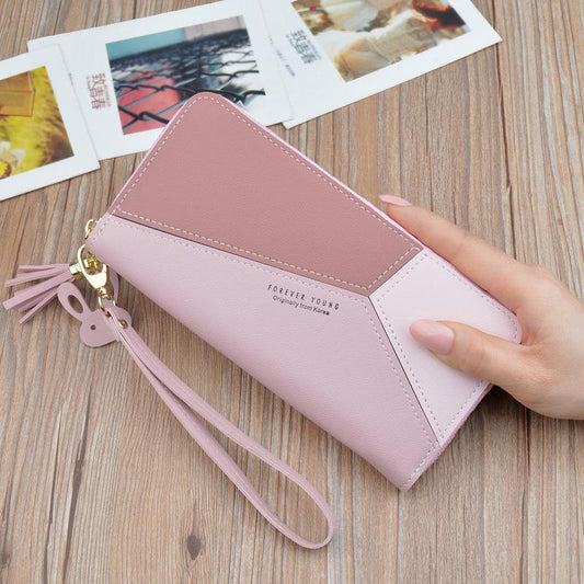 Geometric Luxury Brand Leather Wallets Women Long Zipper Coin Purses Tassel Design Clutch Wallet Female Money Credit Card Holder