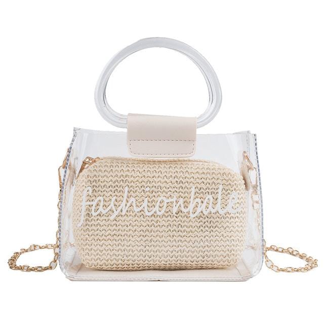 Transparent Bag Female 2020 New Wave Korean Summer Beach Messenger Bag Wild Chain Shoulder Woven Straw Fashion Handbag