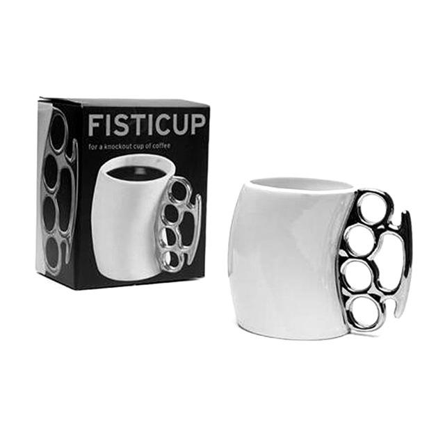 Creative Fist Cup Brass Knuckles Cup Ceramic Coffee Mug Porcelain Coffee Mug With Brass Knuckle Novelty Gifts