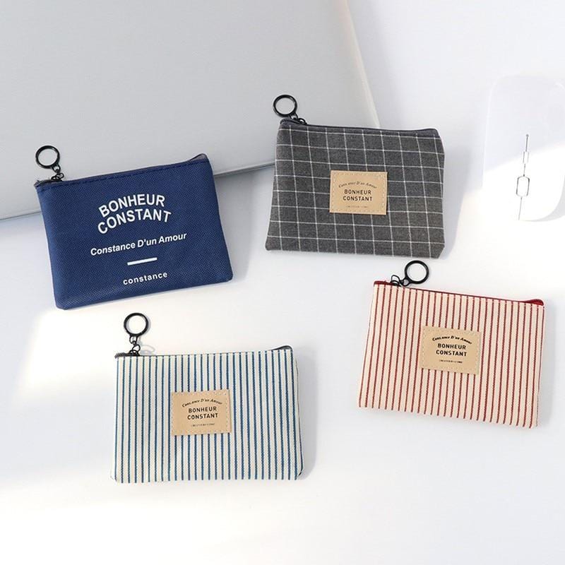 1PC Unisex Canvas Purse Card Key Mini Purse Pouch Canvas Bag Small Zipper Coin Purse Card Holder Wallet Four Colors Available