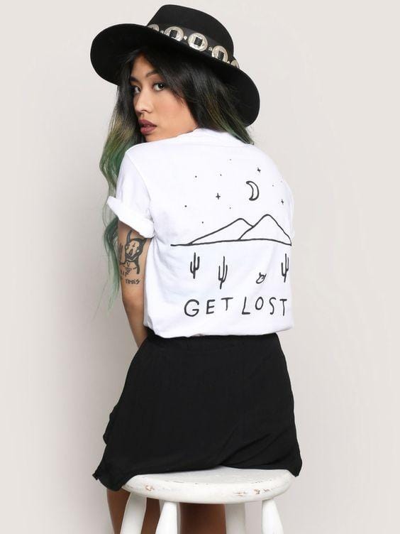 Get lost women funny slogan women fashion tree graphic 90 girl style t-shirt quality grunge aesthetic pastel tops goth art shirt