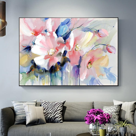 Abstract Watercolor Flower Oil Painting Print On Canvas Modern Wall Art Flower Picture For Living Room Wall Poster Cuadros Decor