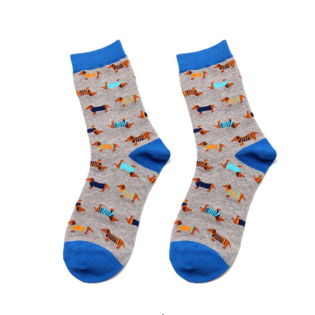 PEONFLY Women Cute Tiger Lion Dog Pig Cartoon Animal Fashion Art Jacquard Stripe Multi Pattern Colorful Happy Casual Cotton Sock