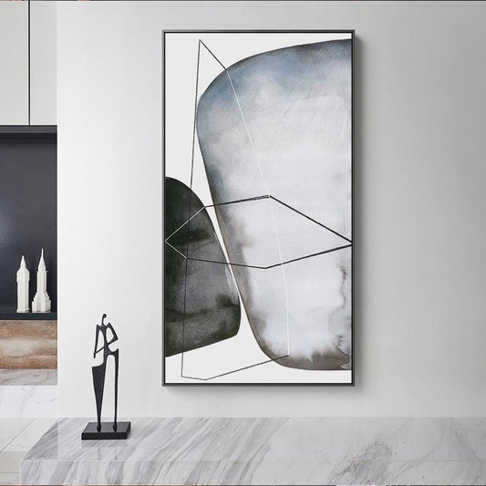 Grande affiche minimaliste nordique imprimée, peinture sur toile en pierre noire et blanche, pour allée d'hôtel, salon, décoration de la maison, Art mural