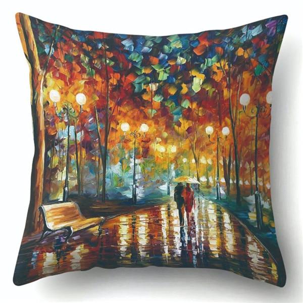 Van Gogh Oil Painting Style Cotton Cushion Cover 45x45cm Pillow Case For Sofa Car Chair Gift Cojines