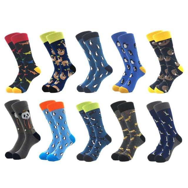 10pairs/lot Brand Quality Men's Socks Combed Cotton colorful Happy Funny Sock Autumn Winter Warm Casual long Men compression sock