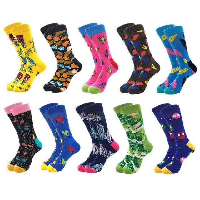 10pairs/lot Brand Quality Men's Socks Combed Cotton colorful Happy Funny Sock Autumn Winter Warm Casual long Men compression sock