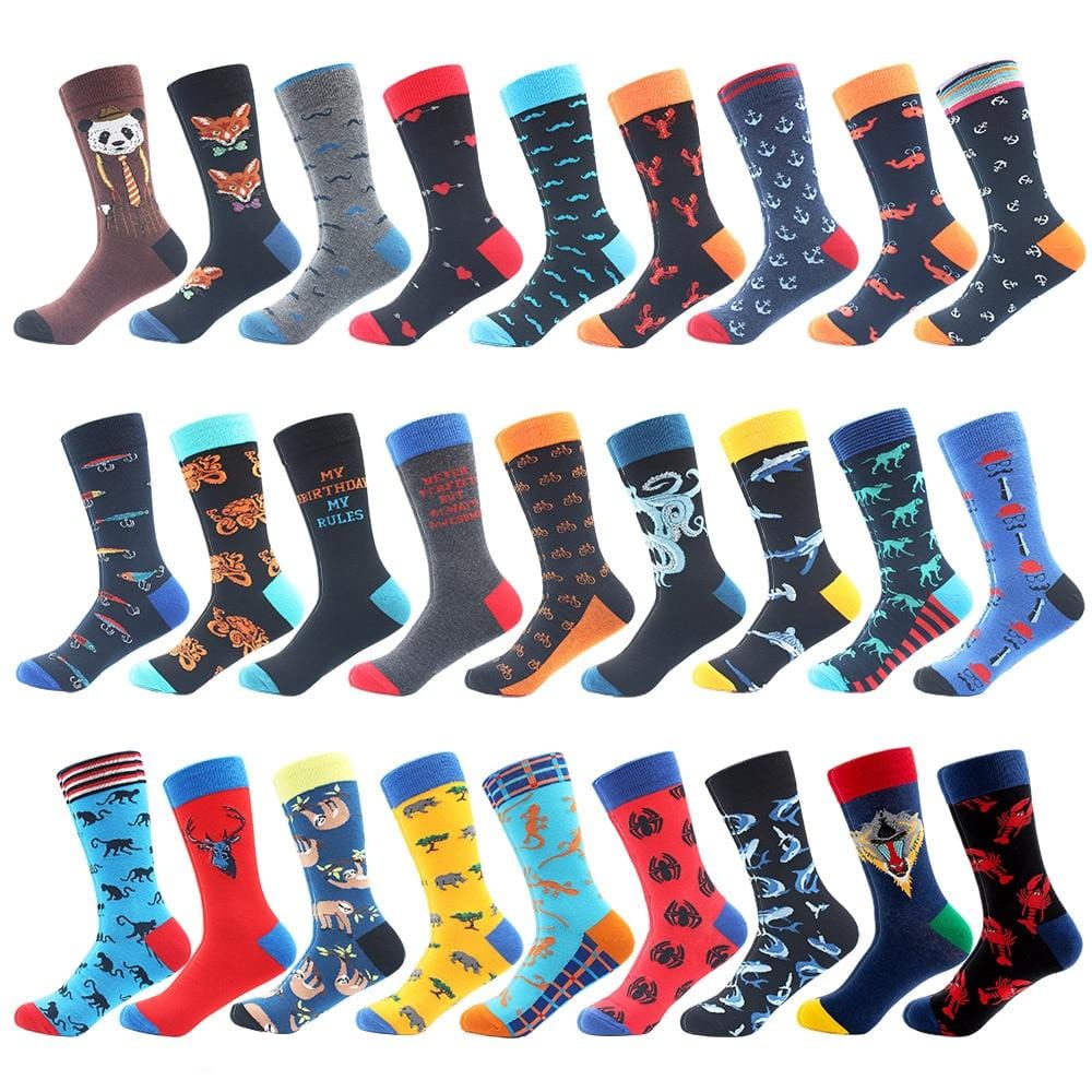 High Quality Combed Cotton Socks Animal Pattern Long Tube Funny Happy Men Socks Novelty Skateboard Crew Casual Crazy Socks