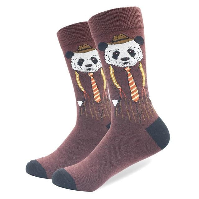 Chaussettes en coton peigné de haute qualité, motif Animal, Tube Long, drôles et heureux pour hommes, nouveauté, équipe de Skateboard, chaussettes folles décontractées