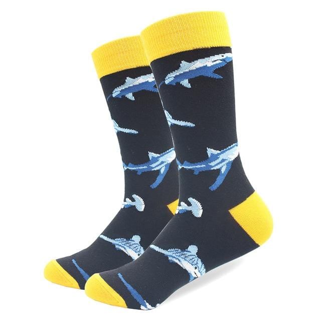 Chaussettes en coton peigné de haute qualité, motif Animal, Tube Long, drôles et heureux pour hommes, nouveauté, équipe de Skateboard, chaussettes folles décontractées