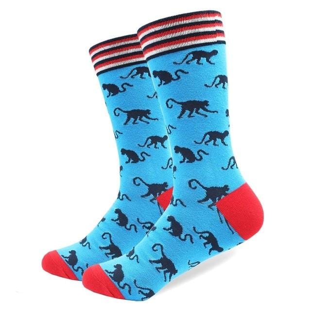 Chaussettes en coton peigné de haute qualité, motif Animal, Tube Long, drôles et heureux pour hommes, nouveauté, équipe de Skateboard, chaussettes folles décontractées