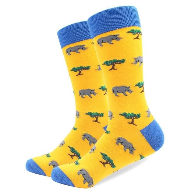 Chaussettes en coton peigné de haute qualité, motif Animal, Tube Long, drôles et heureux pour hommes, nouveauté, équipe de Skateboard, chaussettes folles décontractées