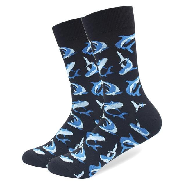 Chaussettes en coton peigné de haute qualité, motif Animal, Tube Long, drôles et heureux pour hommes, nouveauté, équipe de Skateboard, chaussettes folles décontractées