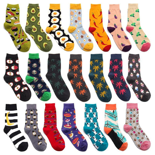 Socks Funny Cartoon Egg Sushi Leaf Avocado Dessert Cute Harajuku Happy Skate Street Hip Hop Vintage Casual Cotton Socks