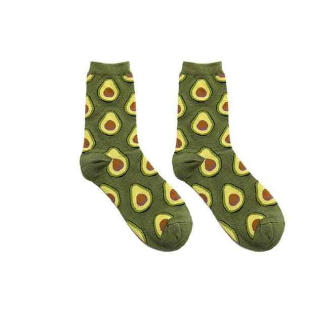 Chaussettes drôles dessin animé œuf Sushi feuille avocat Dessert mignon Harajuku Happy Skate Street Hip Hop Vintage décontracté coton chaussettes