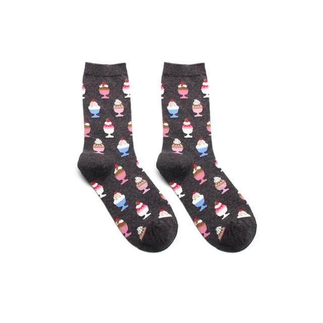 Socks Funny Cartoon Egg Sushi Leaf Avocado Dessert Cute Harajuku Happy Skate Street Hip Hop Vintage Casual Cotton Socks