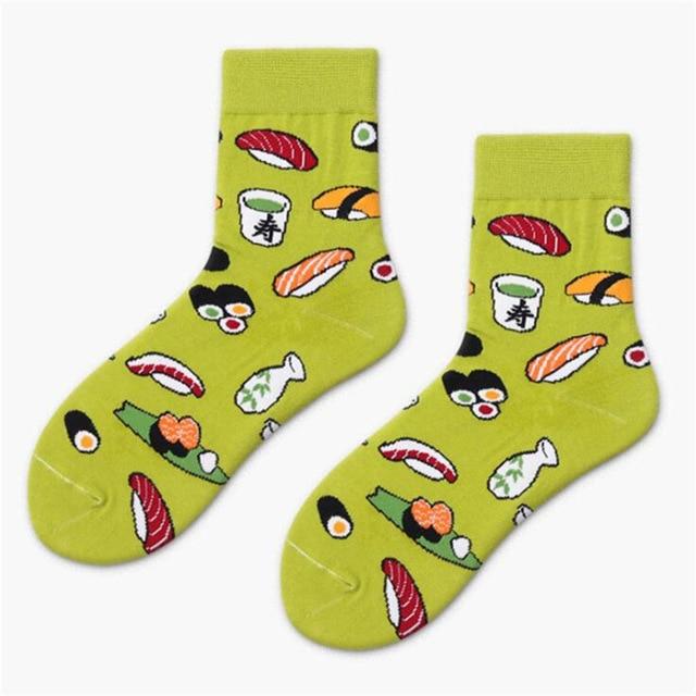 Harajuku Funny Sushi Socks Japanese Creative Cartoon Crew Socks Women Novelty Calcetines Mujer Sokken Female Girl Cute Socks