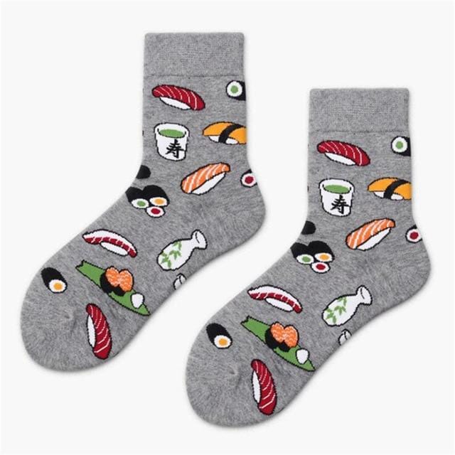 Harajuku Funny Sushi Socks Japanese Creative Cartoon Crew Socks Women Novelty Calcetines Mujer Sokken Female Girl Cute Socks