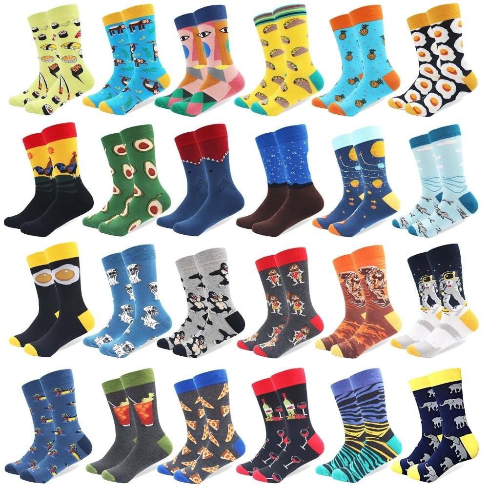 1 paire de chaussettes en coton pour hommes, chaussettes artistiques colorées, multi-motifs, longues de styliste, StreetWear, chaussettes de Skateboard amusantes et amusantes pour hommes