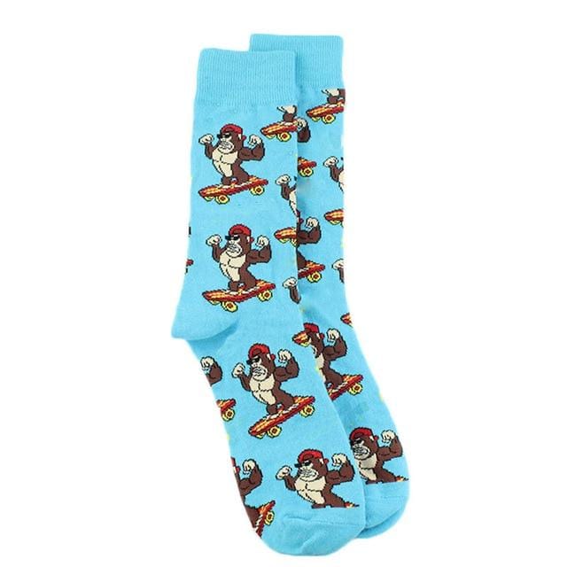 Men's Cotton Funny Socks Harajuku Creative Animal Food Happy Socks Men Dress Wedding Novelty Socks Clacetines Hombre Divertidos