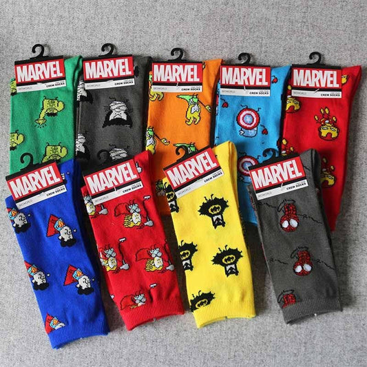 Bande dessinée héros général chaussettes dessin animé Iron Man Captain America genou-haut chaud couture motif antidérapant décontracté hommes chaussette