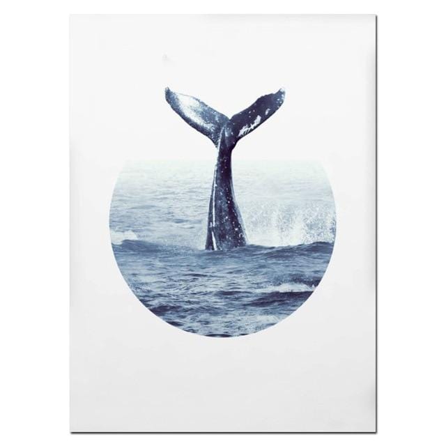 NUOMEGE Modern Poster Whale Wall Art Print Coastal Art Decor Humpback Beluga Canvas Painting Decorative Picture for Living Room