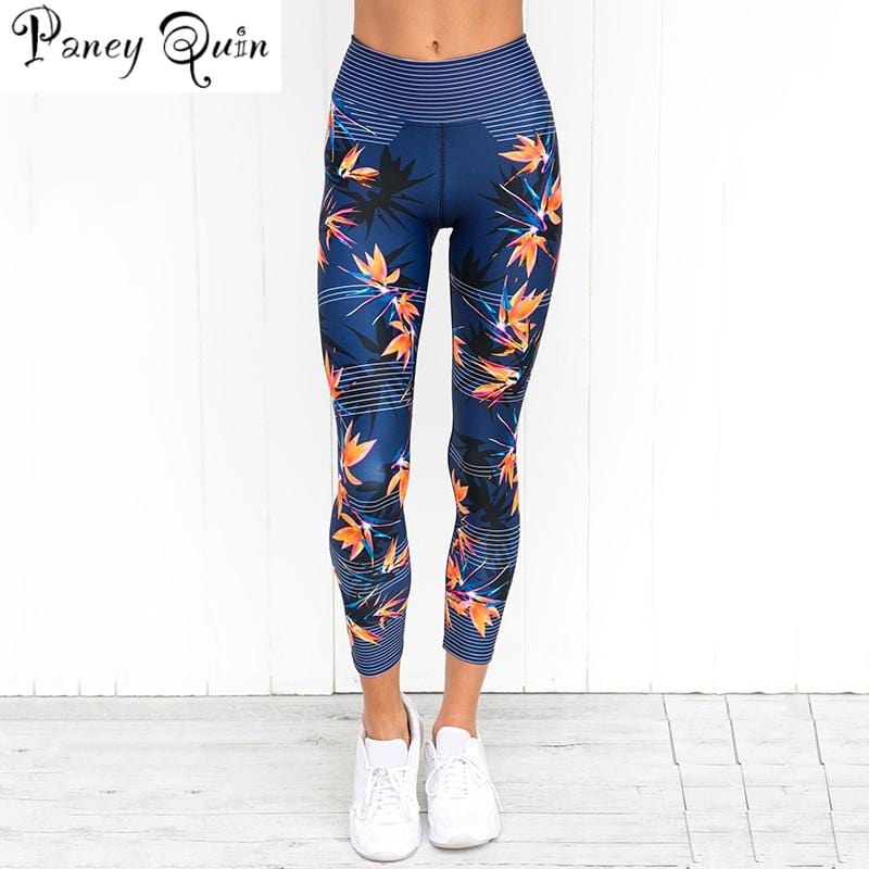 High Waist Leggings Women's Fitness Sport Leggings Stripe Printing Elastic Gym Workout Tights S-XL Running Trousers Plus Size-Leggings-Ultrabasic