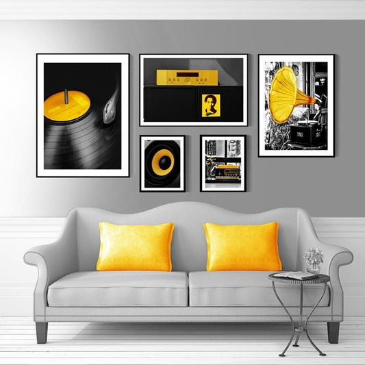 Toile de peinture nordique, décor de maison, impression d'art mural, musique jaune, image créative, chambre à coucher, affiche de salon, toile de fond, peinture artistique